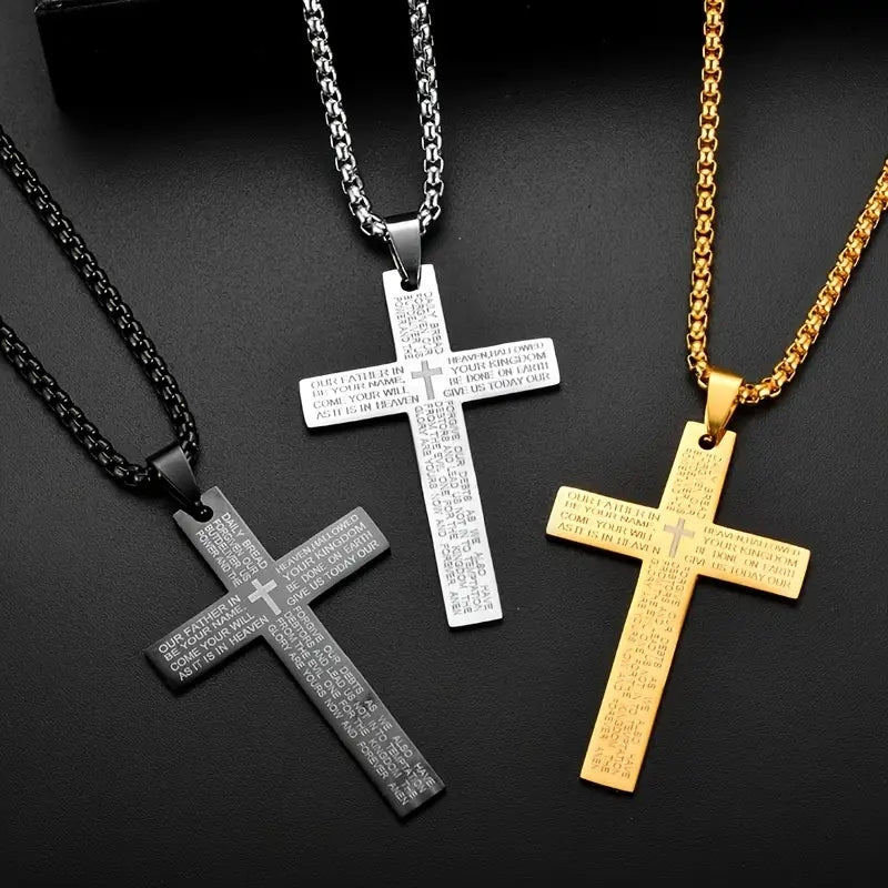 Stainless Steel Cross, Inspired Scripture Plaque