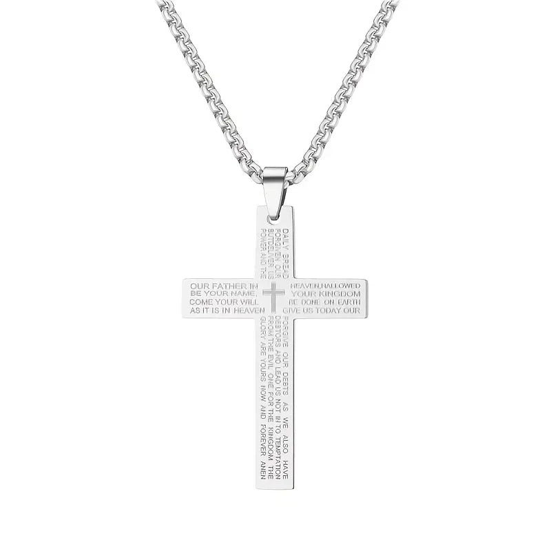 Stainless Steel Cross, Inspired Scripture Plaque