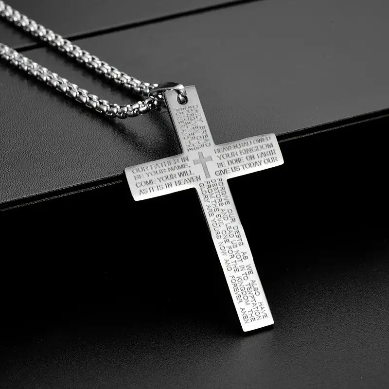 Stainless Steel Cross, Inspired Scripture Plaque